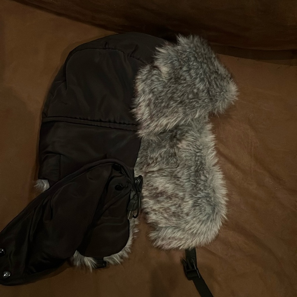 Winter Cap Padded, Fur-Lined One Size Blue tooth Ear Buds Charge Cord Included